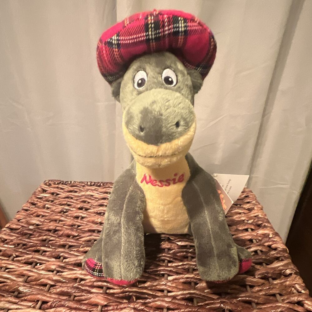 Nessie Loch Ness Monster Plush 12” Scotland Souvenir Tartan Hat With Tag: Sawley